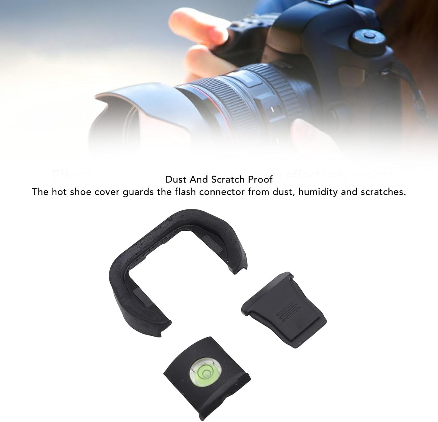 Camera Eyecup, Soft Silicone Hot Shoe Cover Kit Bubble Spirit Level Photography Accessory for Enhanced Viewfinder