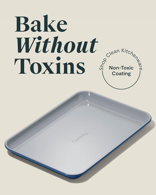 Caraway Nonstick Ceramic Baking Sheet Duo (9x13”) - Non-Toxic & Oven Safe - Mini Sheet Pan in Navy