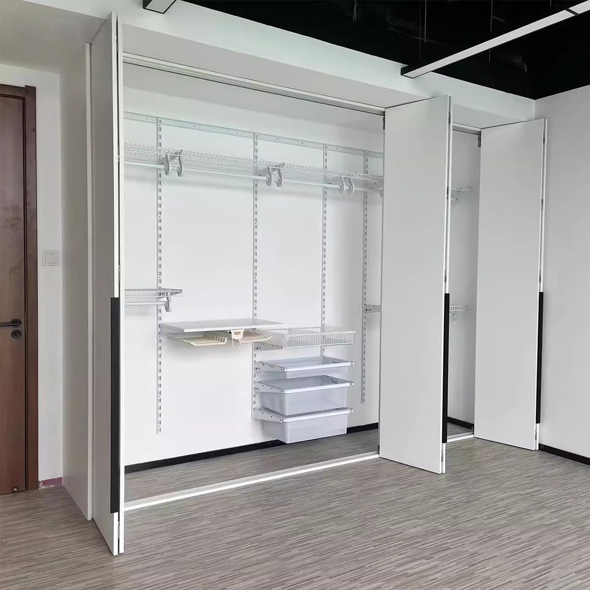 Free Sliding Bifold Door Hardware with Track，36”Bi-fold Closet Door Hardware Smoothly and Quietly，2 Set for 4 Door(Door Not Included)
