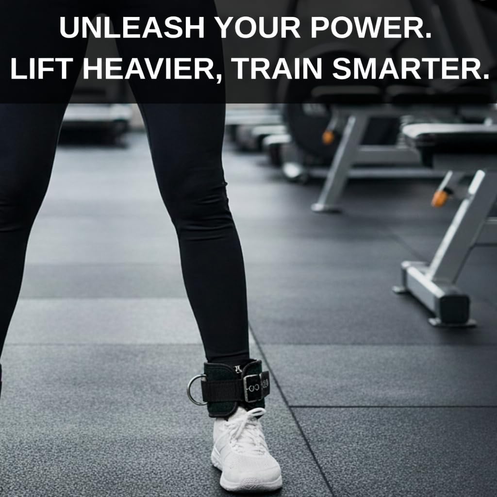FEPINA Durable Ankle Straps for Cable Machines (2 Pack) – Adjustable Gym Ankle Cuffs for Men & Women, Heavy Duty Buckle Closure, Ideal for Glute Kickbacks, Hip Abductors, Leg & Thigh Workouts (Black, Pair)