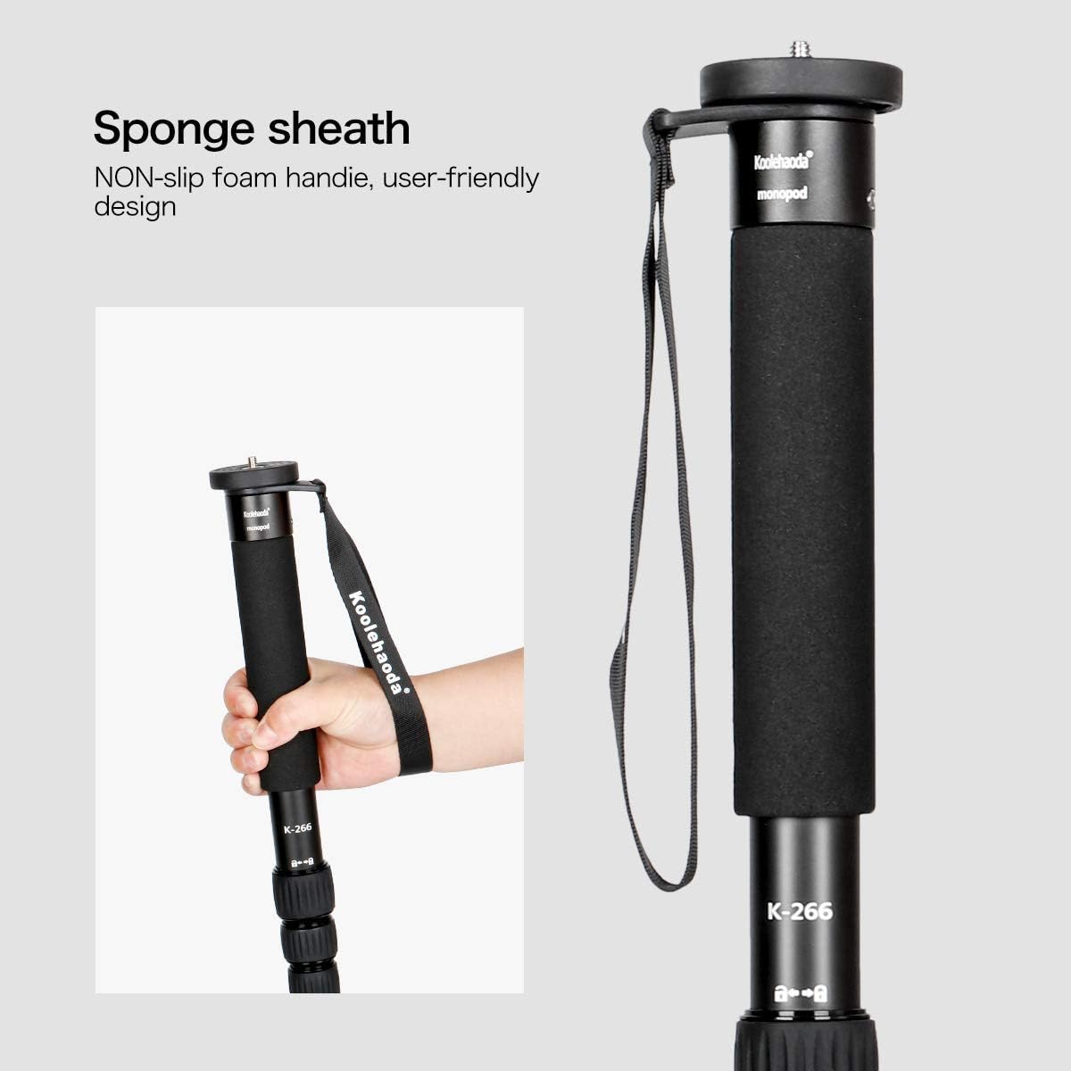 koolehaoda 61" 6-Section 15" (K-266 Camera Monopod Aluminum Portable Photography Unipod Stick, Telescopic, Folding is