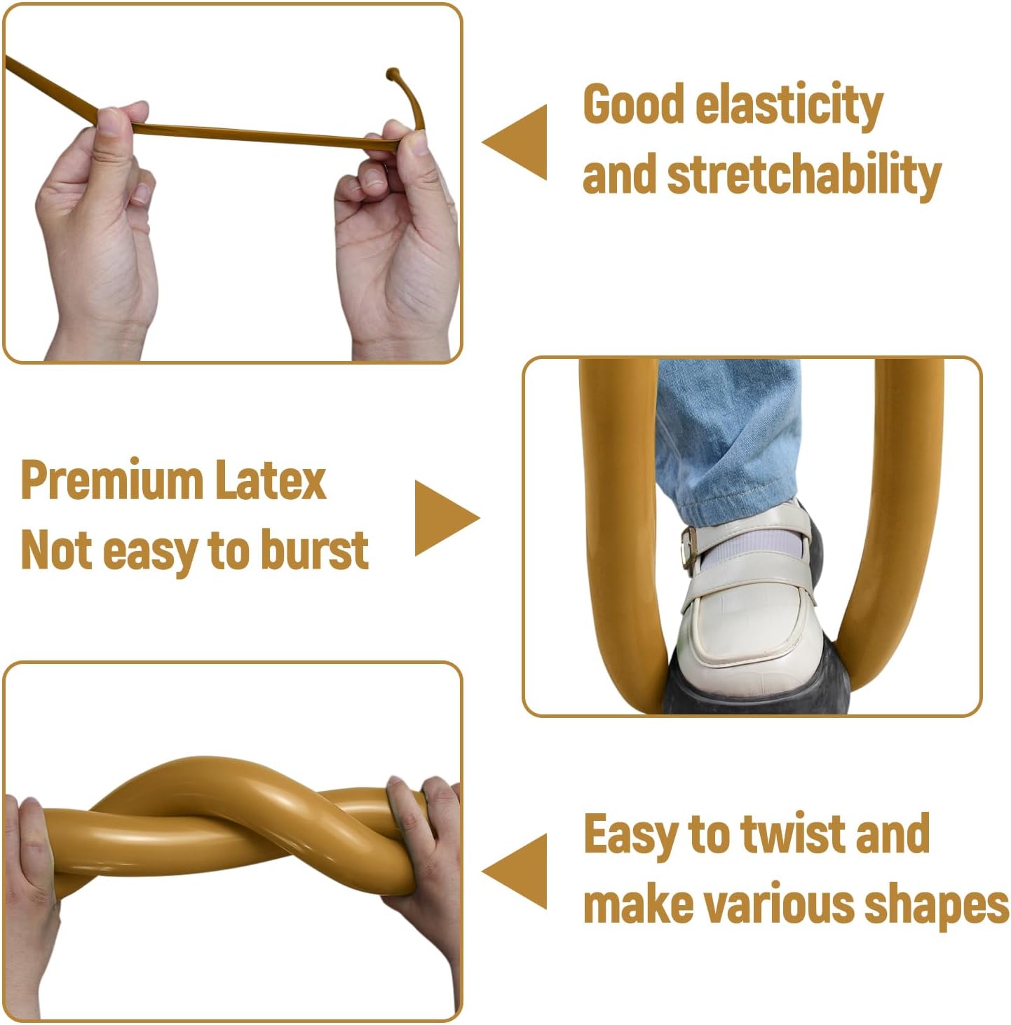 Skiennix 100Pcs Long Latex Balloons - Thick Twisting Balloons for Animal Modeling | Brown Color