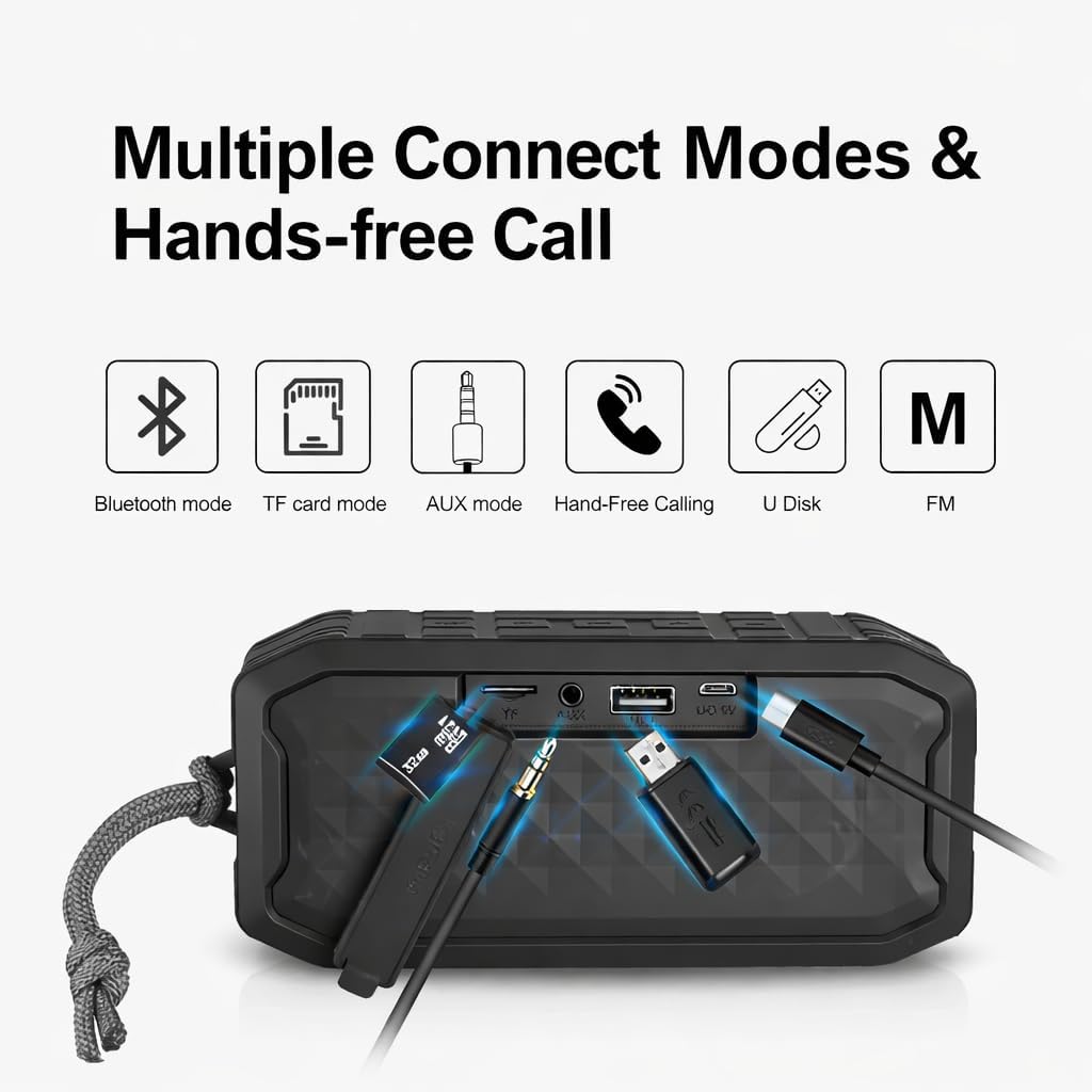 M MAYHEY IPX7 360 8 5W 5.0, Portable Bluetooth Speaker Waterproof, Surround Sound, Hours Playback, HD Sound, Bluetooth