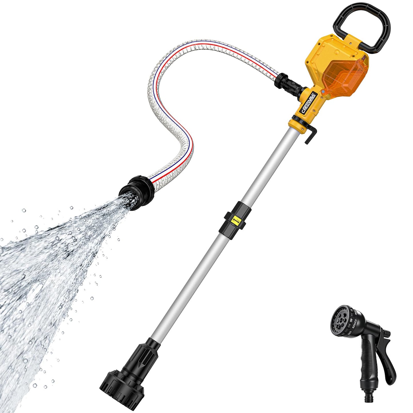 Brushless Stick Water Transfer Pump Compatible with Dewalt 20V Battery (Tool Only), 740GPH & 32FT Lift, Cordless Submersible Sump Pump with Hose Nozzle, Storage Bag, Utility Pump for Pool Garden Pond