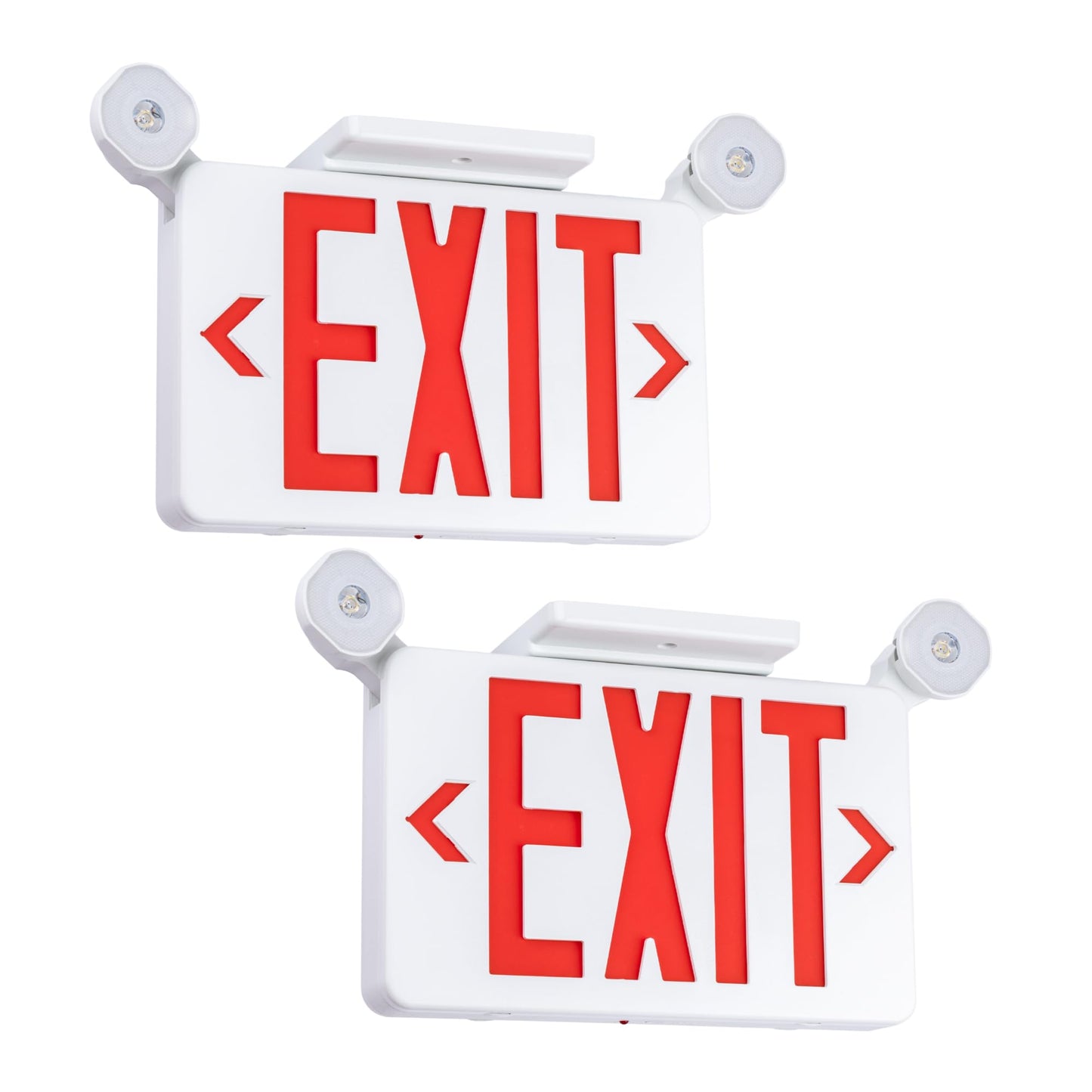Gruenlich Red Exit Sign with Emergency Lights, 2 Adjustable LED Heads and Backup Battery, UL 924, AC 120/277V, Commercial Hardwired Exit Light for Business, 2 Pack