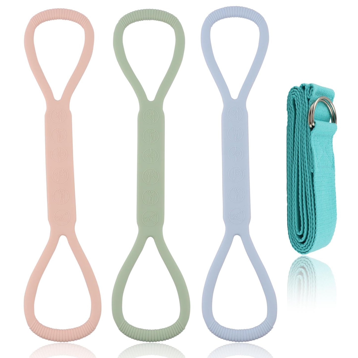 Figure 8 Resistance Band for Women, 3Pack (15, 25, 35 Lbs) Resistance Bands with Handles, Portable Shoulder Back Arm Exercise Bands for Strength Training Yoga Pilates(Color:Pink+Blue+Green)