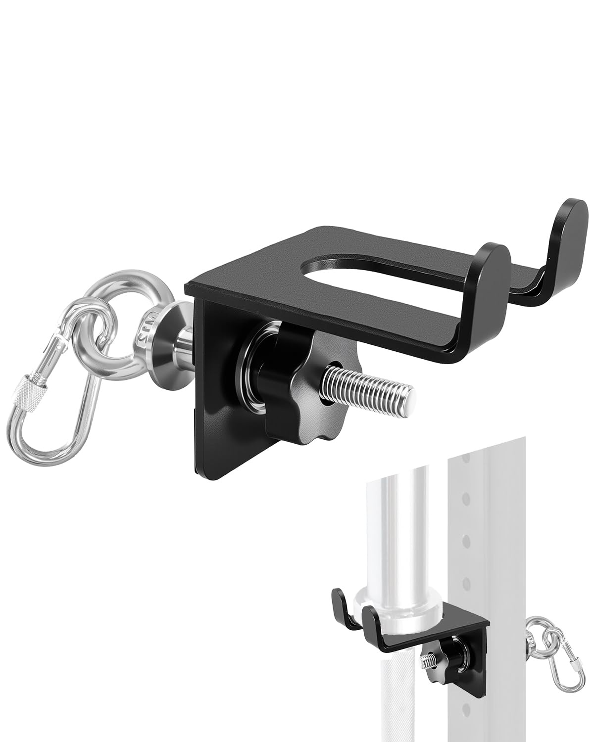 Steel Olympic Barbell Holder and Resistance Band Anchor Fit for 2x2 2x3 3x3 Power Racks with 5/8-1 Inch Holes, Heavy Duty Bar Storage Hanger with Protective Padding