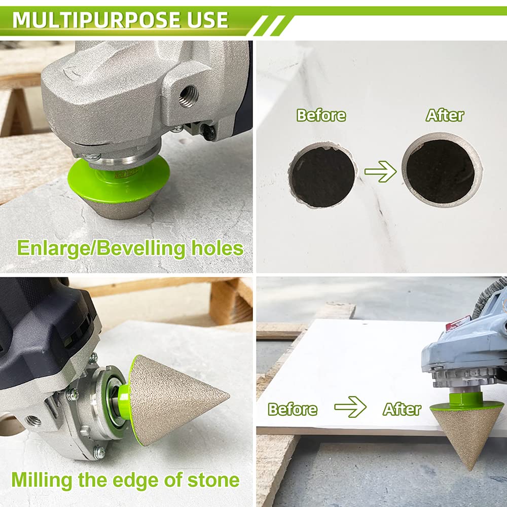 Tile Hole Saw Kit Diamond - (6/8/10/25/35/50/75/127mm Drill Bits+Finger Bit+Chamfer Bit+Adapter+Tile Blade) Diamond Hole Saw Kit for Porcelain Ceramic Marble Brick Granite,5/8"-11 Thread