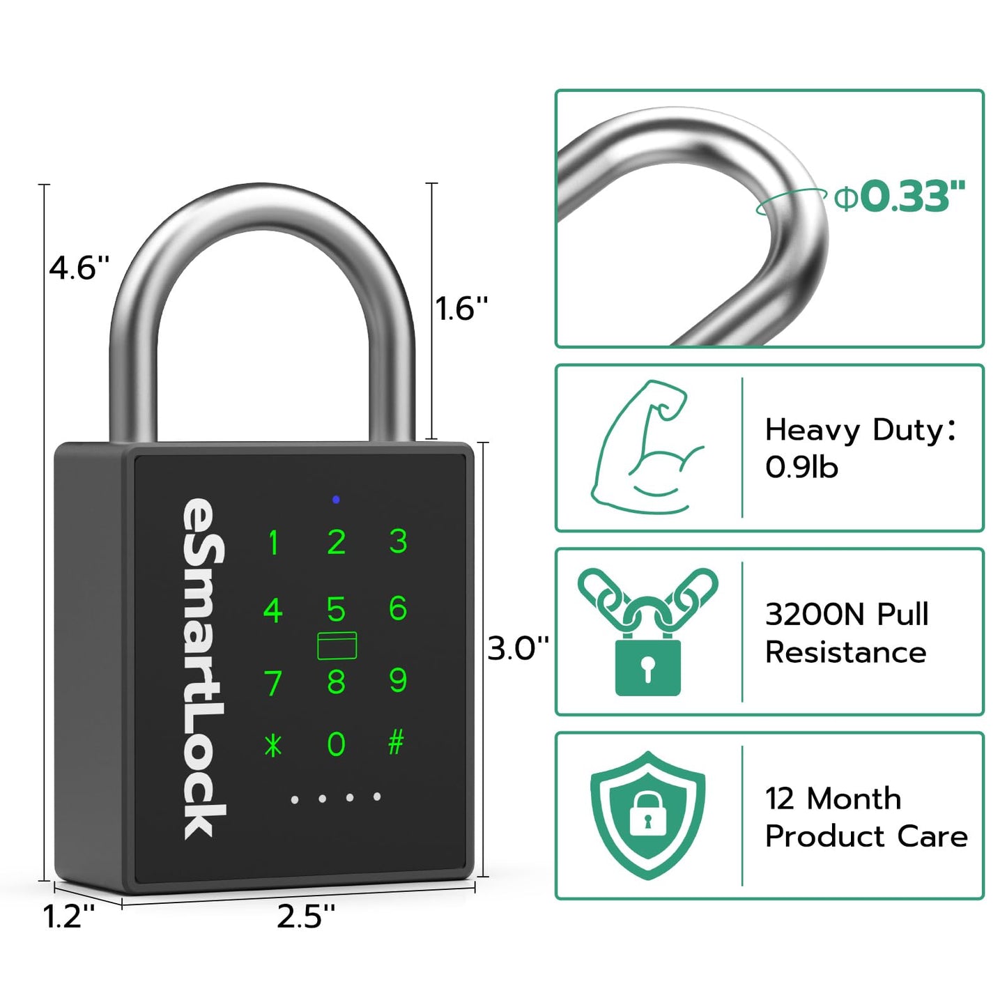 Dhiedas New Smart Padlock with Key, Heavy Duty Combination Padlock, RFID Pad Lock with Codes Bluetooth APP Access, Outdoor Waterproof Electronic Key Lock for Gate Fence Shed Locker Garage Garden