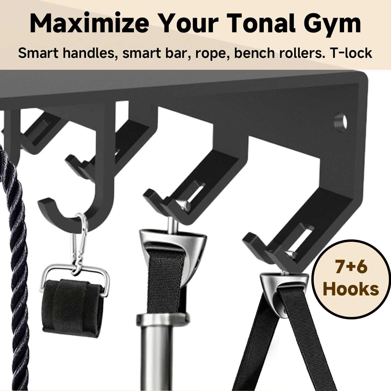 Dafftos Floating Shelf Compatible with Tonal Accessories Home Gym Storage Rack Wall Mount Resistance Band Organizer Workout Metal Holder Hook T-Bracket Lock Adapters Hanger Equipment Fitness