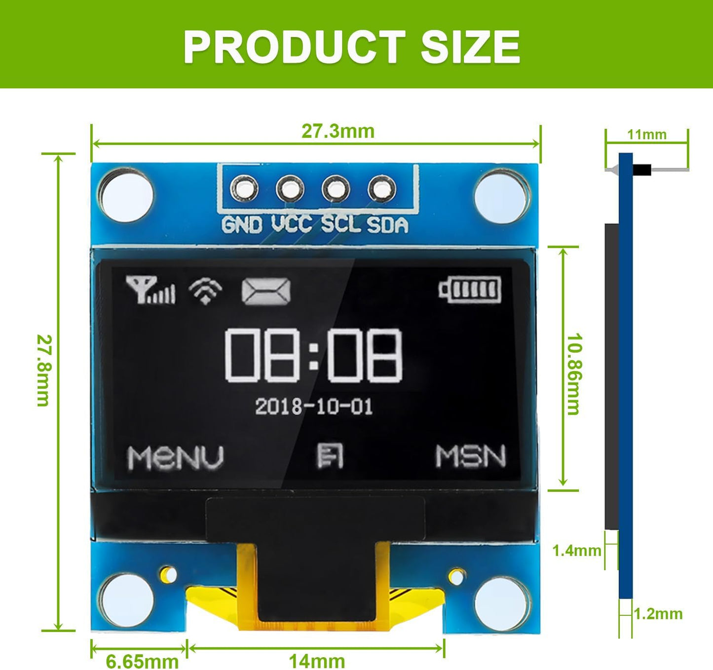 EPLZON 5 Pack 0.96 inch 128x64 OLED IIC Display Module Pixel Mini Self-Luminous Display Screen Board for Arduino