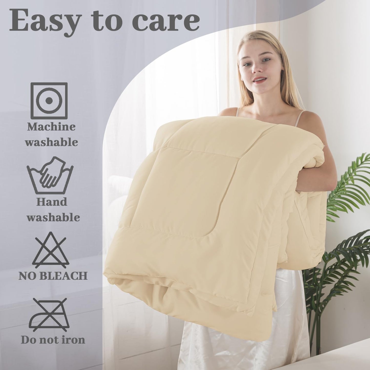 BedTreat Down Alternative Comforter King Duvet Insert With Corner Tabs, All Season Quilted Lightweight Quilt, Box-Stitched White Microfiber Bedding, Machine Washable
