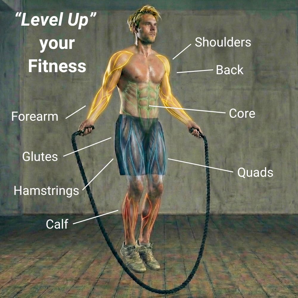NUPARA FITNESS Weighted Jump Rope for Men and Women. Workout Jump Rope for Fitness, Exercise, Strength, Cardio, and Weight Loss. 2.4lb to 5lb.