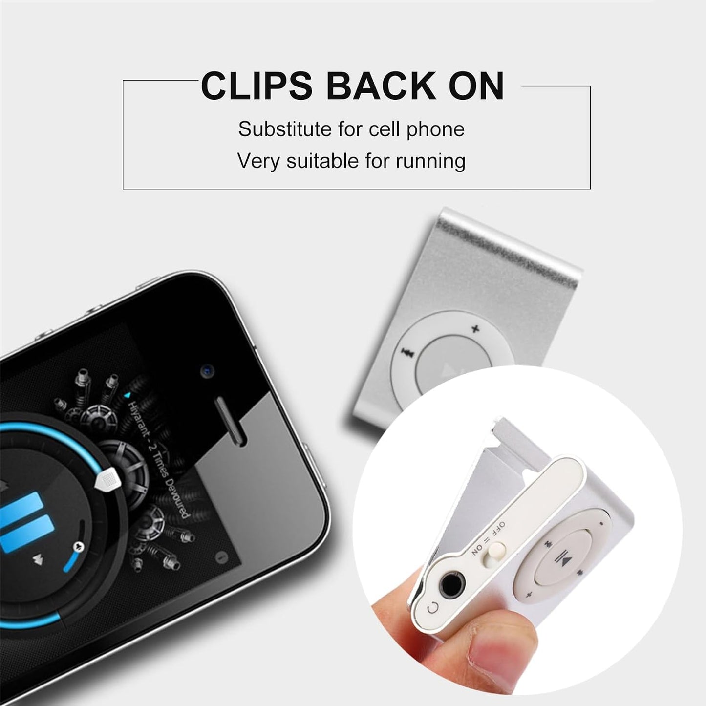 Wisoqu MP3 MP3 Player, Portable Digital Music Media Player Mini Back-Clip Player with Earphone and USB Cable