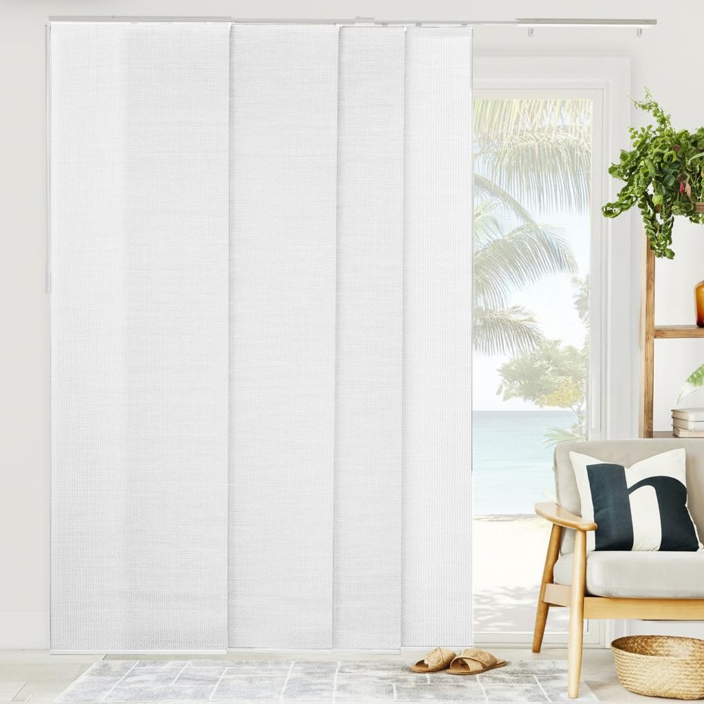 CHICOLOGY Panel Track Blinds for Sliding Glass Door, Adjustable Track for Patio Entry, Large Windows, Closet Opening and Room Divider, Trim to Fit Fabric Shades, 46 to 86 W x 96 H, White