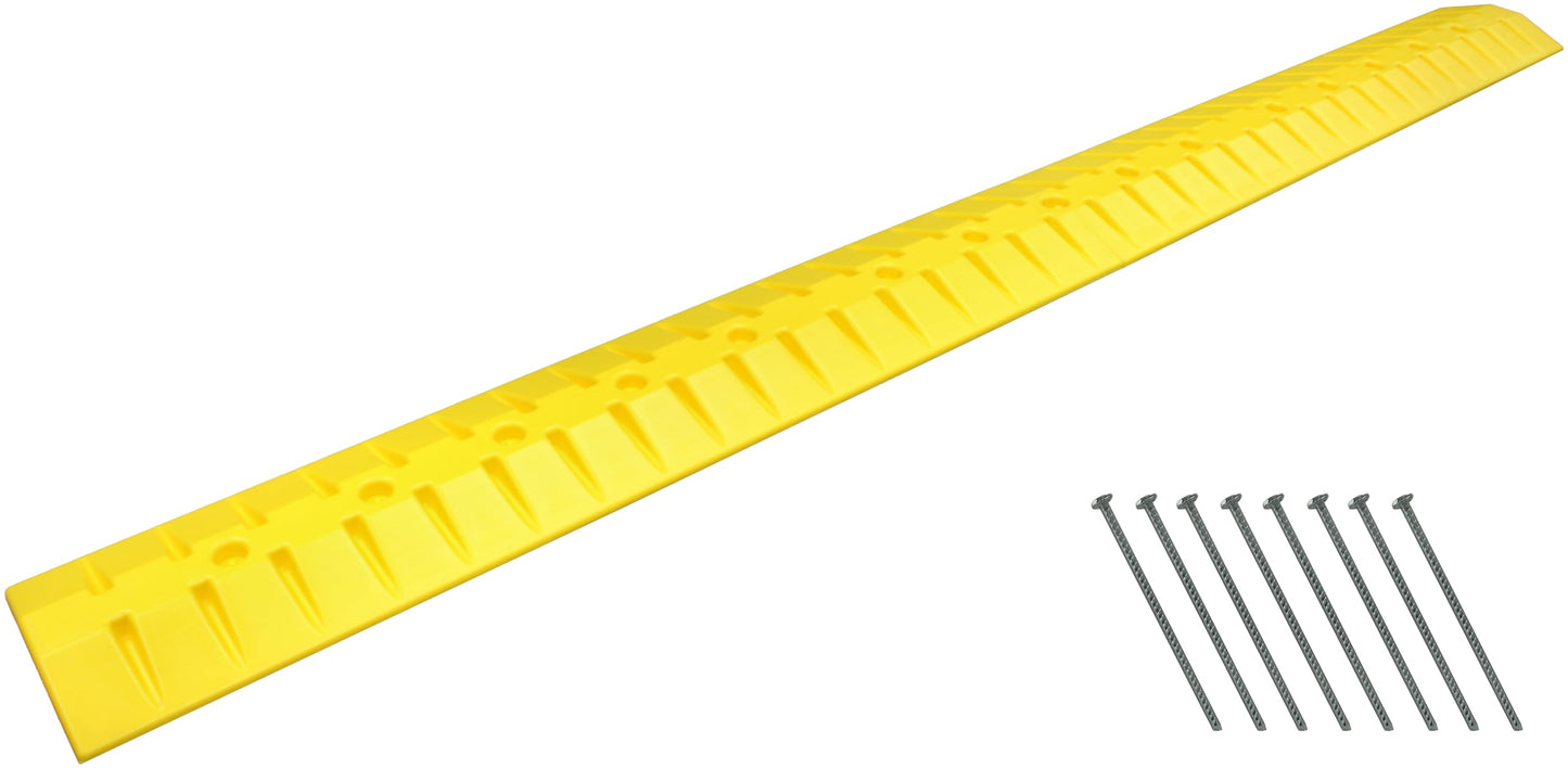 Electriduct 9 Foot Speed Bump HDPE Polyethylene Traffic Hump Vehicle Cable Ramp Cord Cover Hose Protector Includes Asphalt Mounting Hardware Safety Yellow, Length 108"