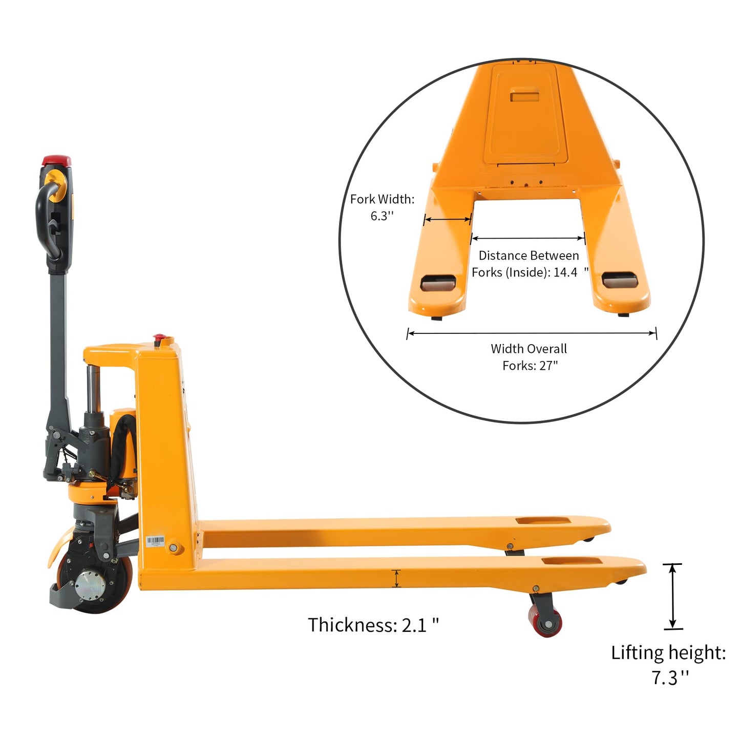 APOLLOLIFT Electric Pallet Jack, Lithium Battery Truck Fully Powered Handling Jacks 3300 lbs Capacity 48" x 27" Forks, Safe Equipment for Industrial and Commercial Use