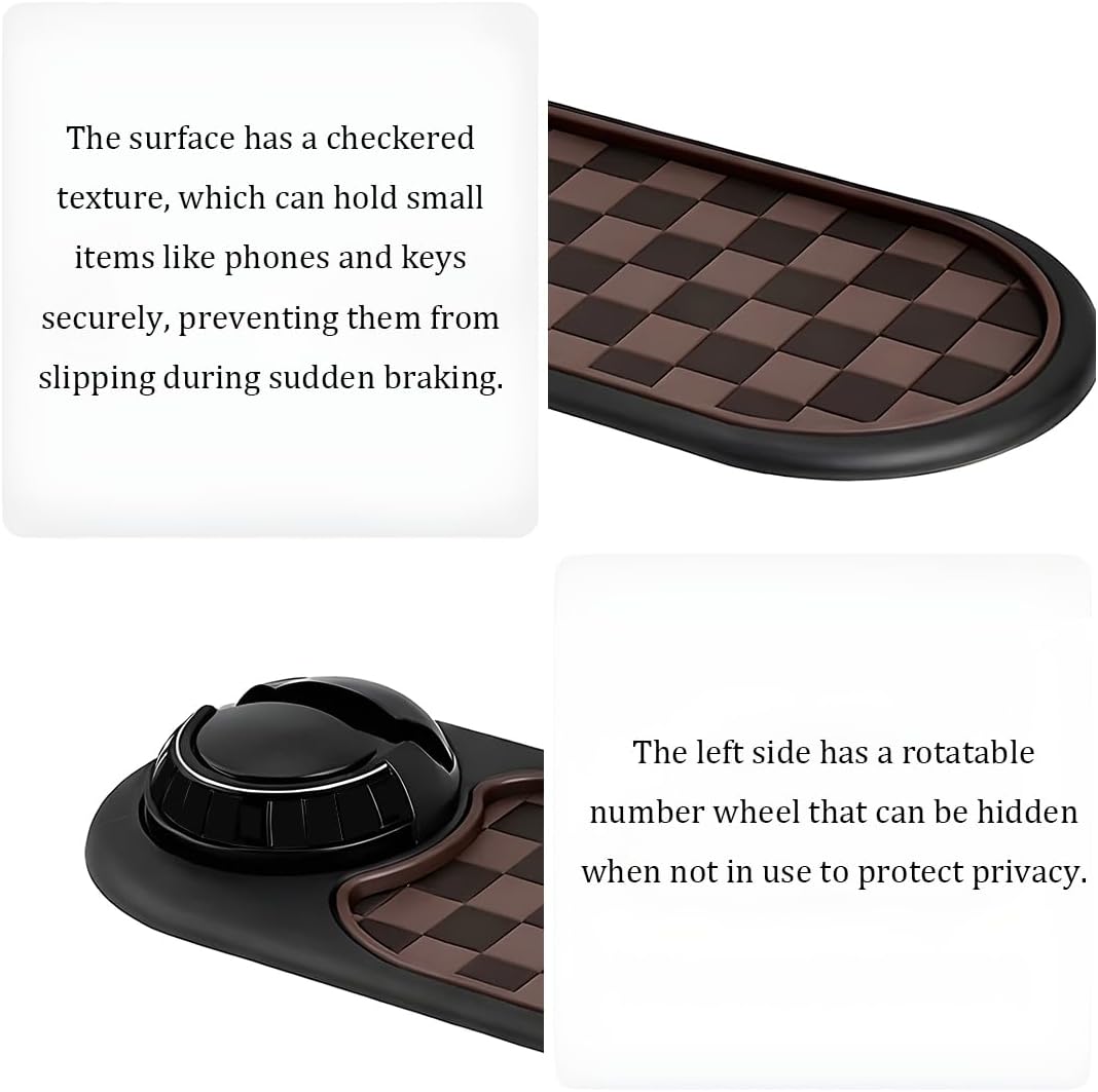 ANFTDCO 3-in-1 Car Dash Anti-Slip Pad, Rotatable Dash Non-Slip Mat with Phone Holder & Temporary Parking Number