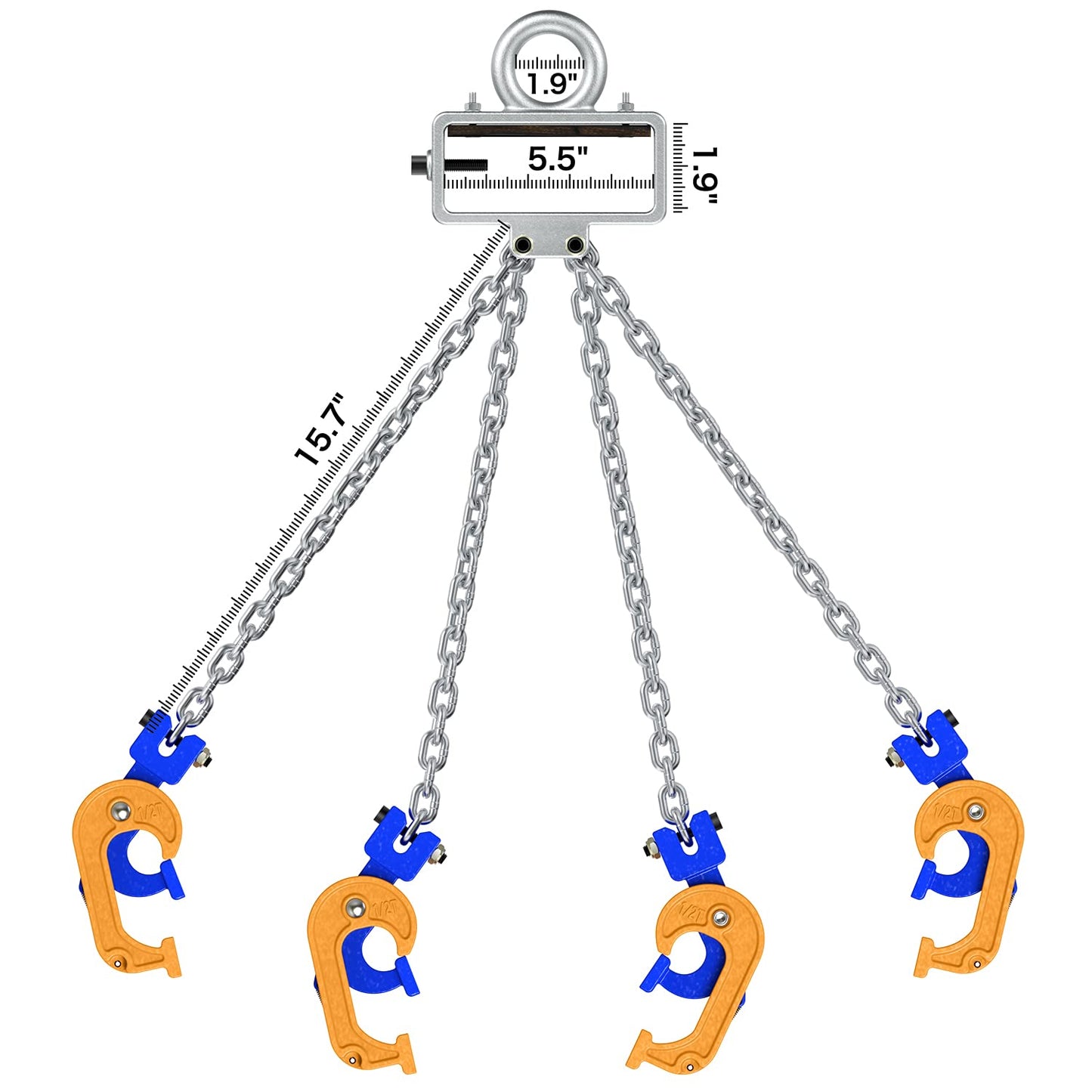 WowDIY Chain Drum Lifter - 4000 lbs Capacity - Suitable for Blue Plastic and Metal Drums (Enhanced Version 4 Hooks)
