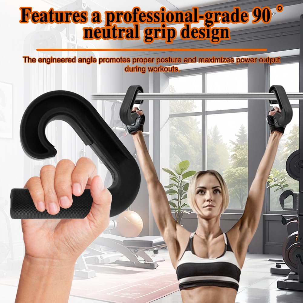Neutral Grip Pull Up Handles, 45/90 degree Heavy Duty Angled Barbell Grips & Pull Up Bar Grips for Relieve Wrist Stress Ergonomic Hooks for Fits Pull Up Bar Grips & Barbells