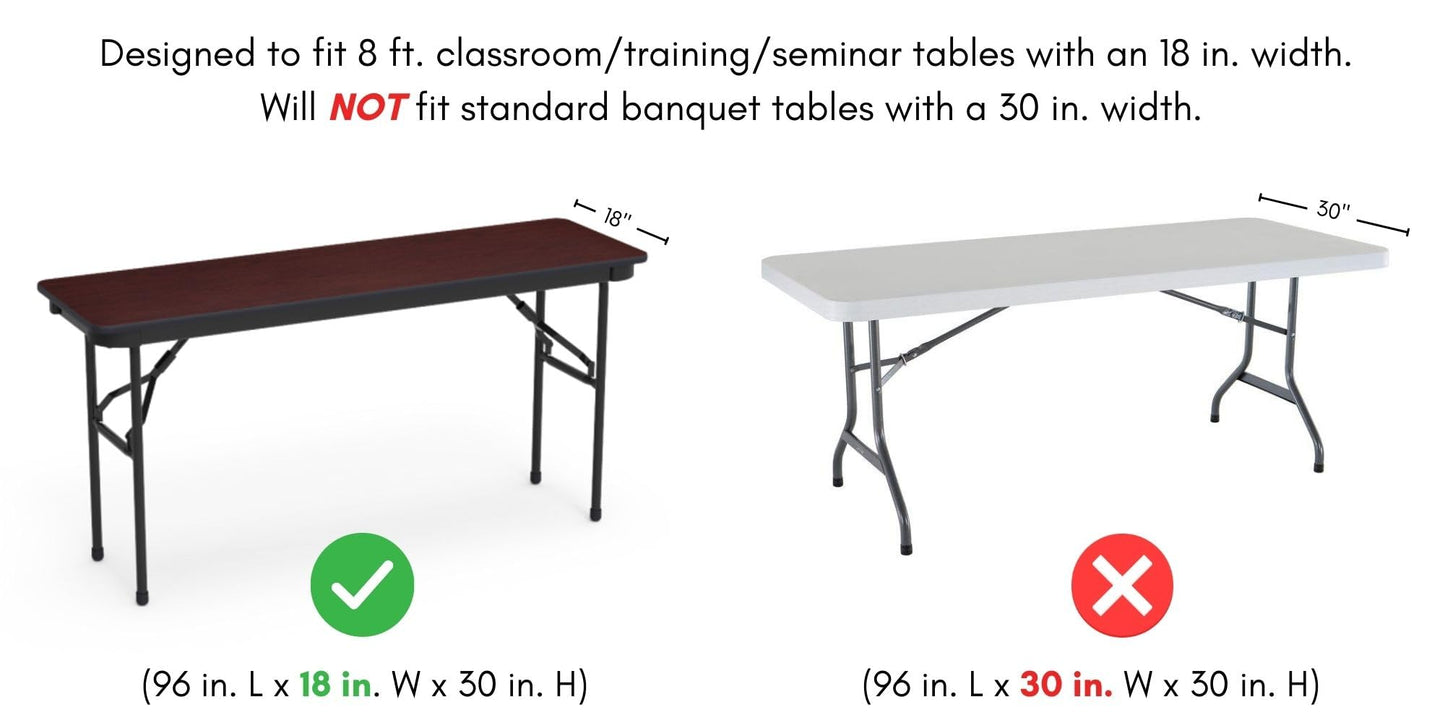 YOUR CHAIR COVERS - Spandex 8 Ft x 18 Inches, Narrow Classroom Open Back Rectangular Training Stretch Tablecloth - Black