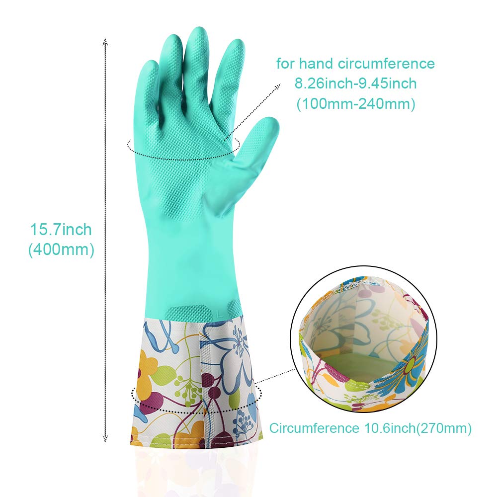 Dishwashing Rubber Gloves 3 Pairs, Aixingyun Non-Slip Household Laundry Kitchen Cleaning Gloves, Reusable PU Waterproof Latex Gloves Gift for Mom (Large, 3 Pairs)