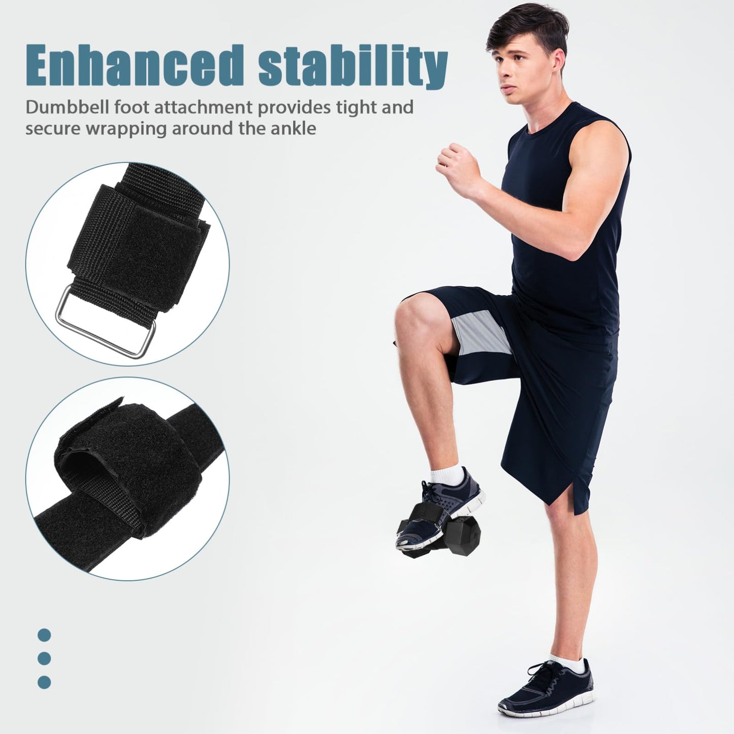 Kisangel 2Pcs Dumbbell Foot Attachment, Tibialis Trainer & Adjustable Ankle Straps for Weight Lifting, Hamstring Curls, Leg Extensions & Hip Strengt Training, Ankle Weight Holder for Home Gym Workouts