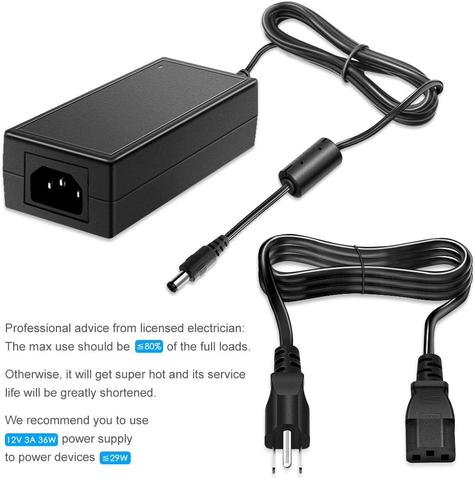 SHNITPWR 12V 3A 100V~240V 12 3Amp 5.5x2.5mm 3D 6-Pack Power Supply Adapter AC to DC Volt Converter Transformer LED