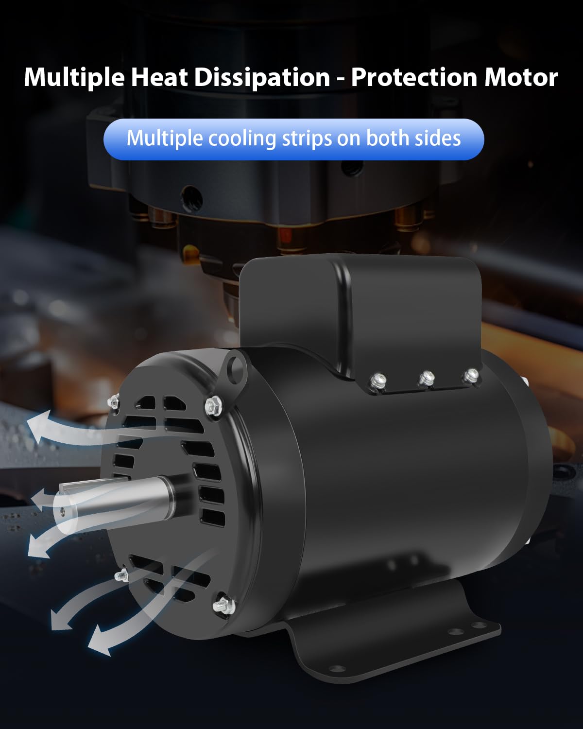 7.5HP Air Compressor Motor ODP 3450RPM, Single Phase 184T Frame Motor, 208V-230V, 1-1/8"Shaft Diameter Rolled Steel Shell