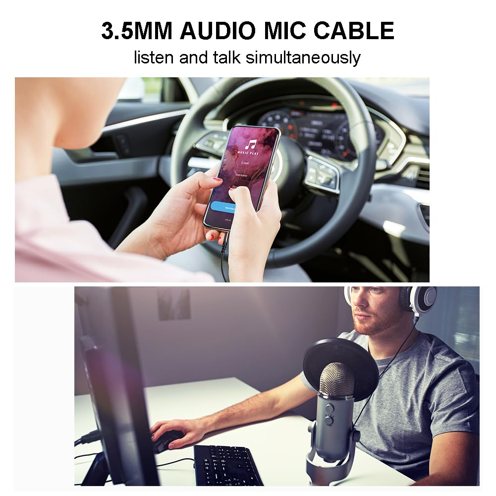 Yeung Qee 1.5ft, 3.5mm 3.5mm (1.5FT) Aux Cord Aux Cable - Nylon Braided Audio Cable Male to Male AUX Cord Compatible