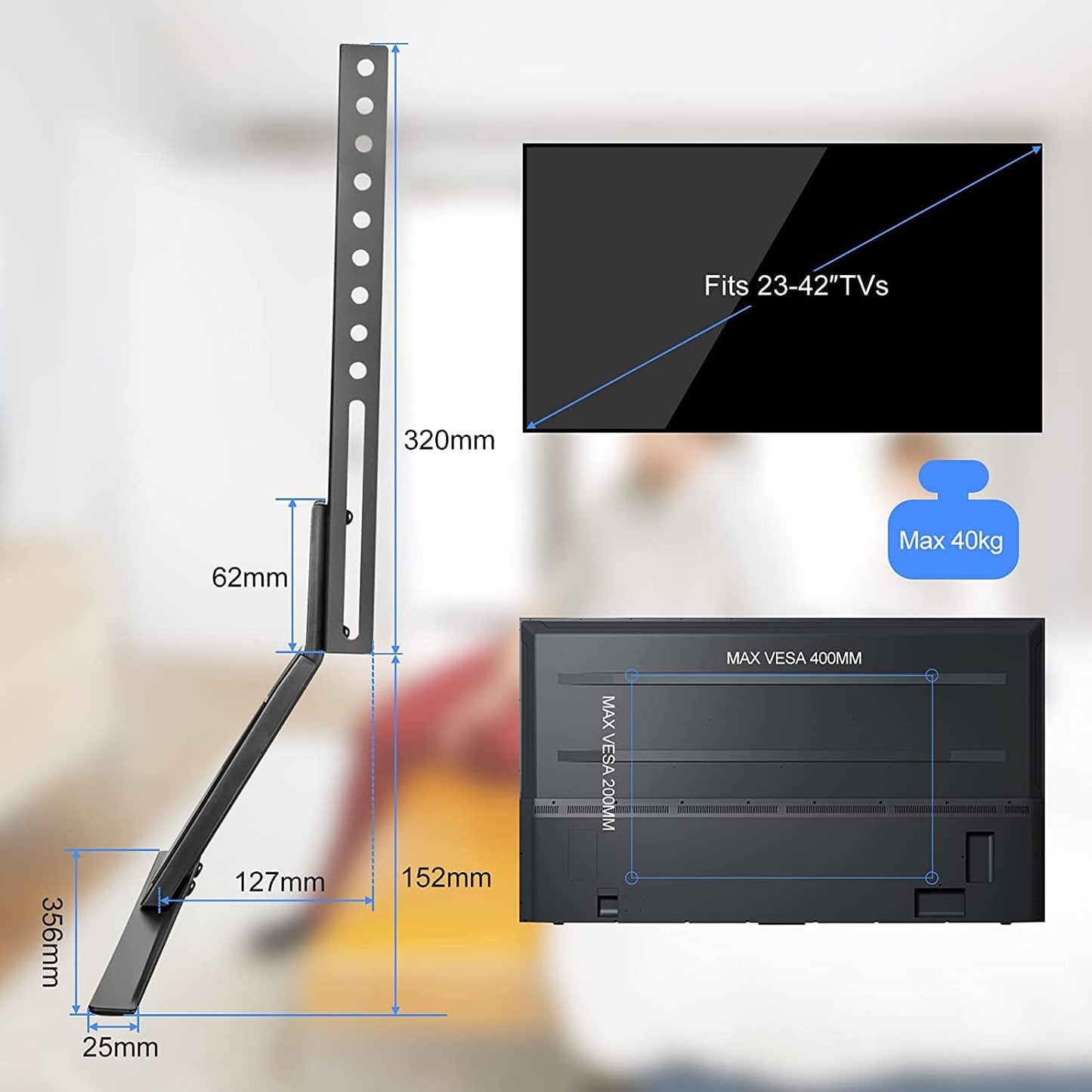 suptek 23 42 inch 400x200mm 88lbs ML1732 Universal TV Stand Legs TV Feet for to LCD LED OLED Plasma TVs, Table Top