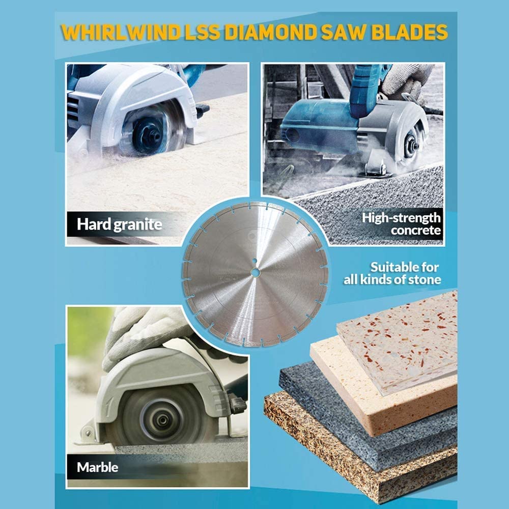 Whirlwind USA TSS 12-Inch Laser Welded Dry or Wet Cutting General Purpose Power Saw Segmented Diamond Blades for Concrete Stone Brick Masonry (Factory Direct Sale) (12")