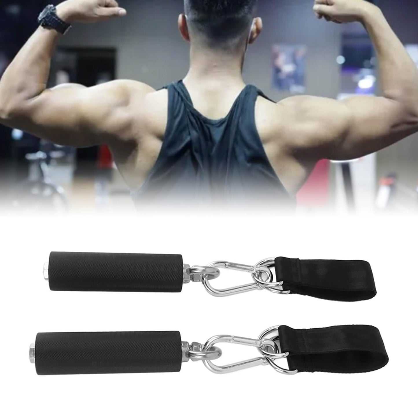 Yuecoom TPR Anti-Slip Pull Up Handles (1 Pair) - Heavy Duty Rubber Coated Gym Cable Handles for Lat Pulldown, Home Gym Equipment, Strength Training Accessories - Universal Attachment for Ropes/Straps