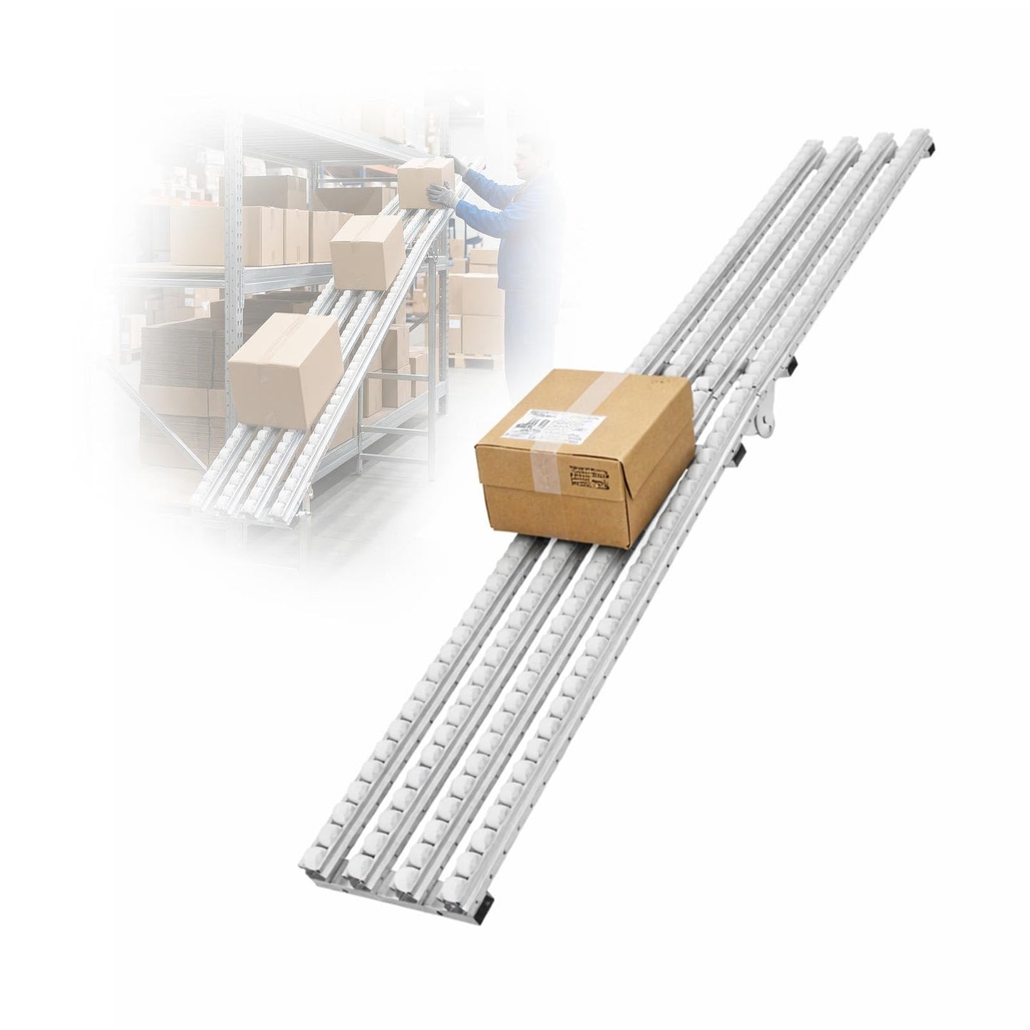 TYXMPH Portable Roller Conveyor for Truck Unloading, 78.7"x15.75" Heavy Duty Steel Gravity Roller Table, Foldable Unpowered Slide Conveyor for Packages & Boxes, Manual Cargo Handling Equipment,74IN