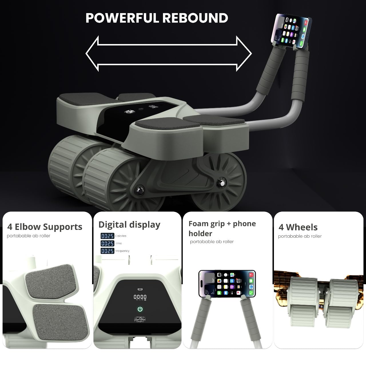 Royal Blaze Ab Roller and Resistance Booty Bands Set High-Performance Abdominal Exercise Machine with Automatic Rebound, Multi-layered Anti-Slip Design & Versatile Exercise Bands with 3 Strength Level