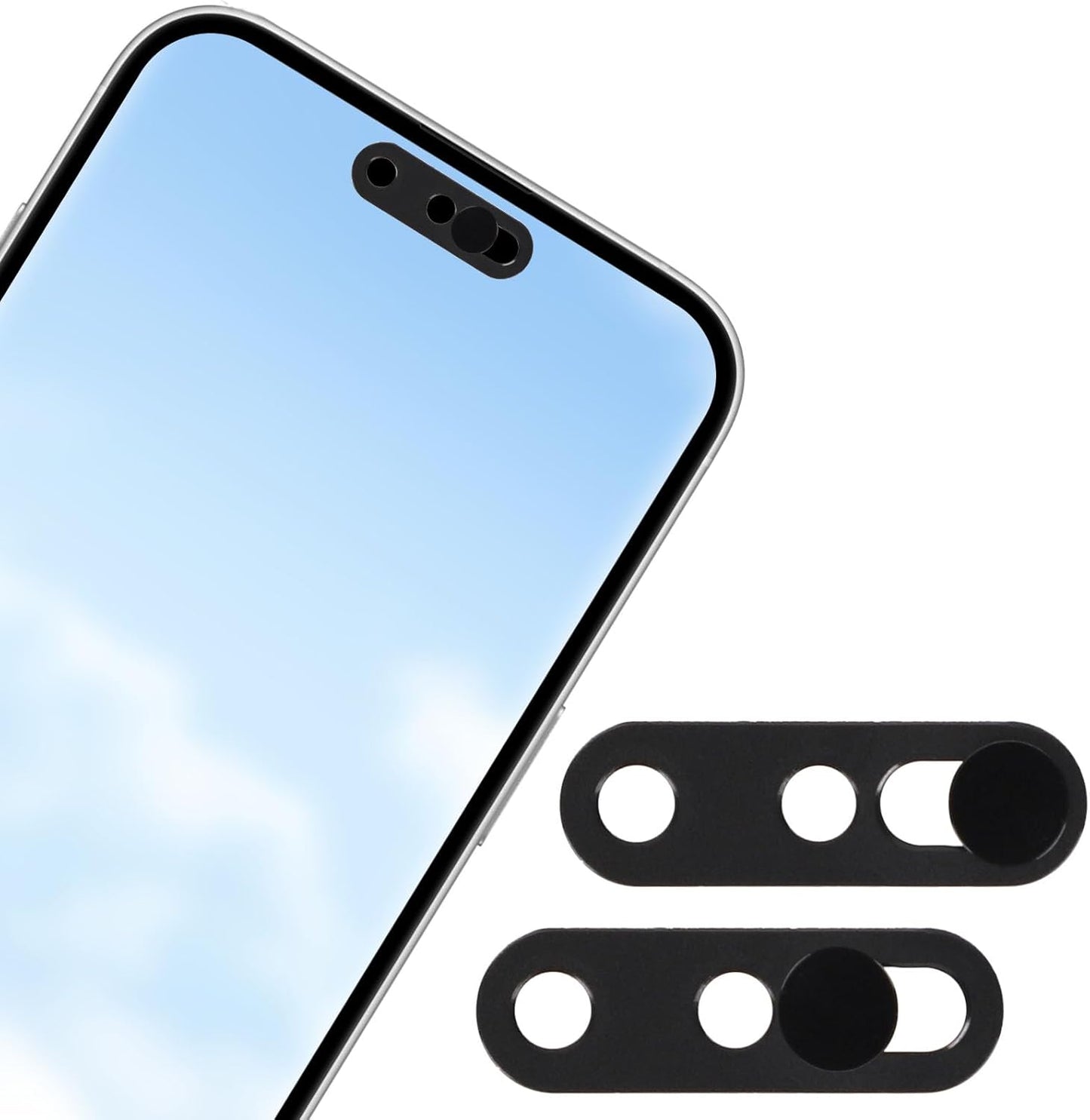 Fukaisu 2pcs 17/17p/17pm/16/15/14p, Front Camera Covers for iPhone Ultra Thin Selfie Phone Webcam Cover Slide Front