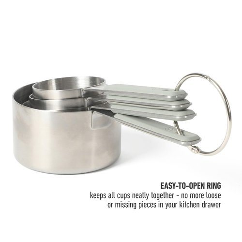 Calphalon Prime 4 Piece Stainless Steel Measuring Cups W/Taupe Silicone Handles