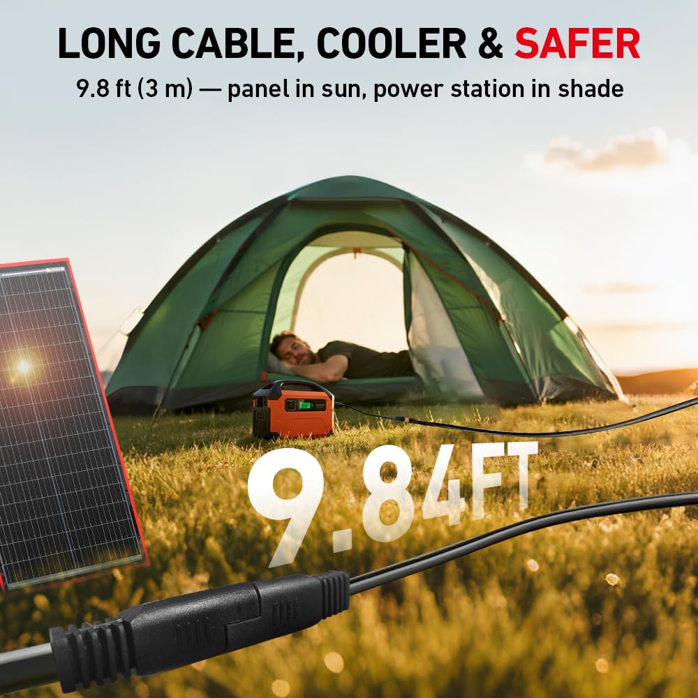 DOKIO 300W Foldable Solar Panel Kit for 12V Batteries & Power Stations, 15.2lb Monocrystalline Charger with PWM Controller, Dual USB, 9.85ft Cable, Folds to 19.3x37.4in for RV Camping