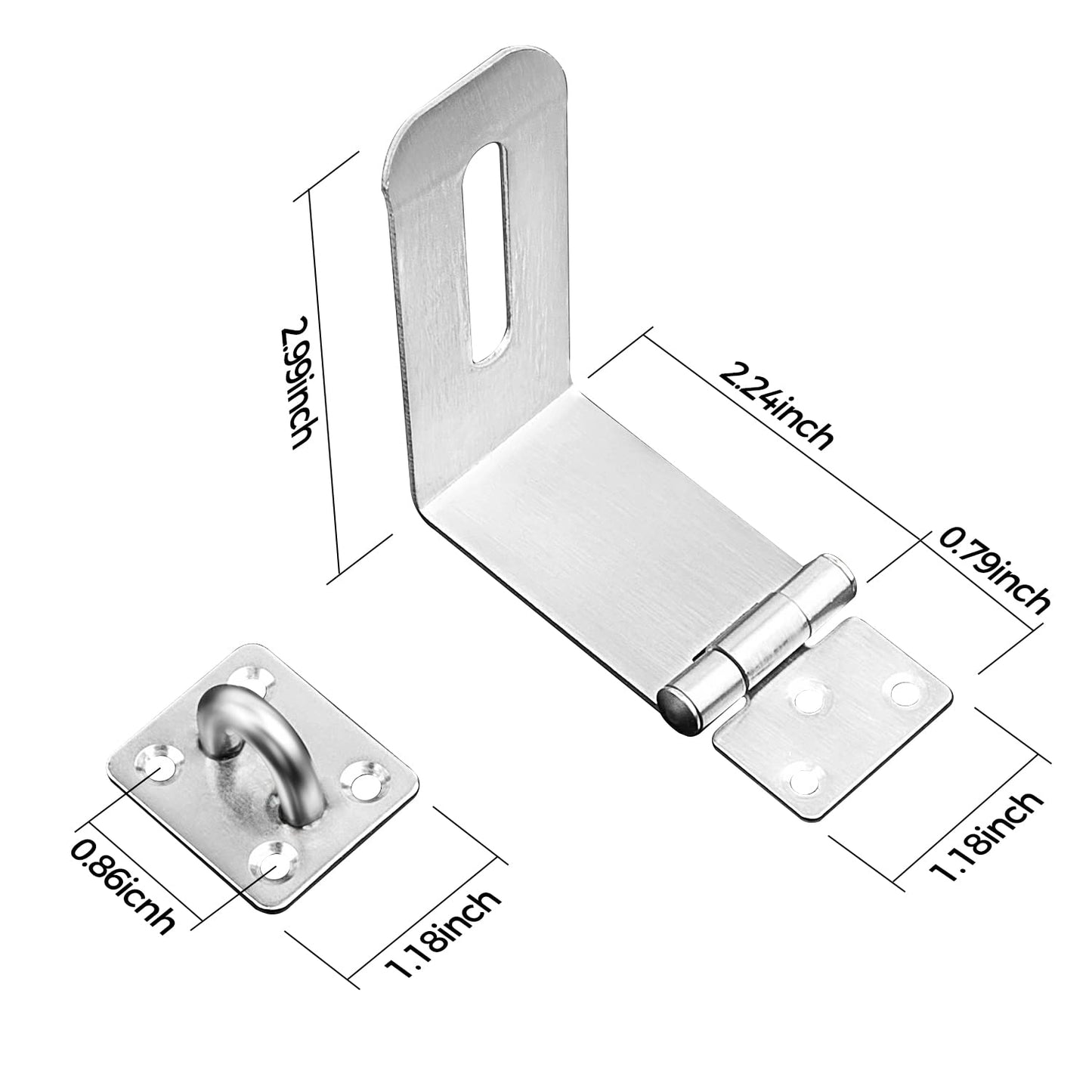 GEMASP Hasp Latch 2 Pack, 90 Degree Solid 304 Stainless Steel File Cabinet Lock Desk Drawer Lock, Safe Security Padlock Latch Hasp Lock for Personal Privacy, Large