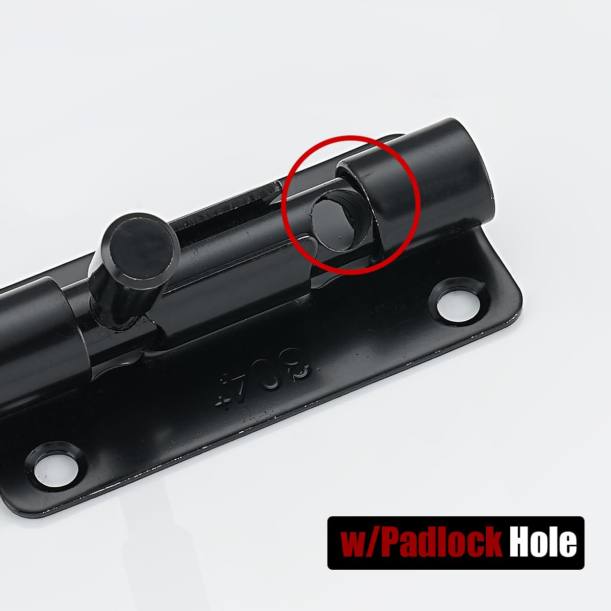 JQK Door Security Slide Latch Lock Barrel Bolt, 304 Stainless Steel Sliding Gate Latches Thickened 1.4mm with Padlock Hole, Black, 4 Pack HBB120-BK-P4