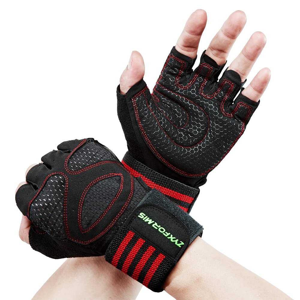 Zyxformis Workout Gloves for Men and Women, Breathable Lightweight Weight Lifting Gloves with Wrist Wrap Support, Excellent Grip Full Palm Protection for Weightlifting Fitness Training Climbing Gym
