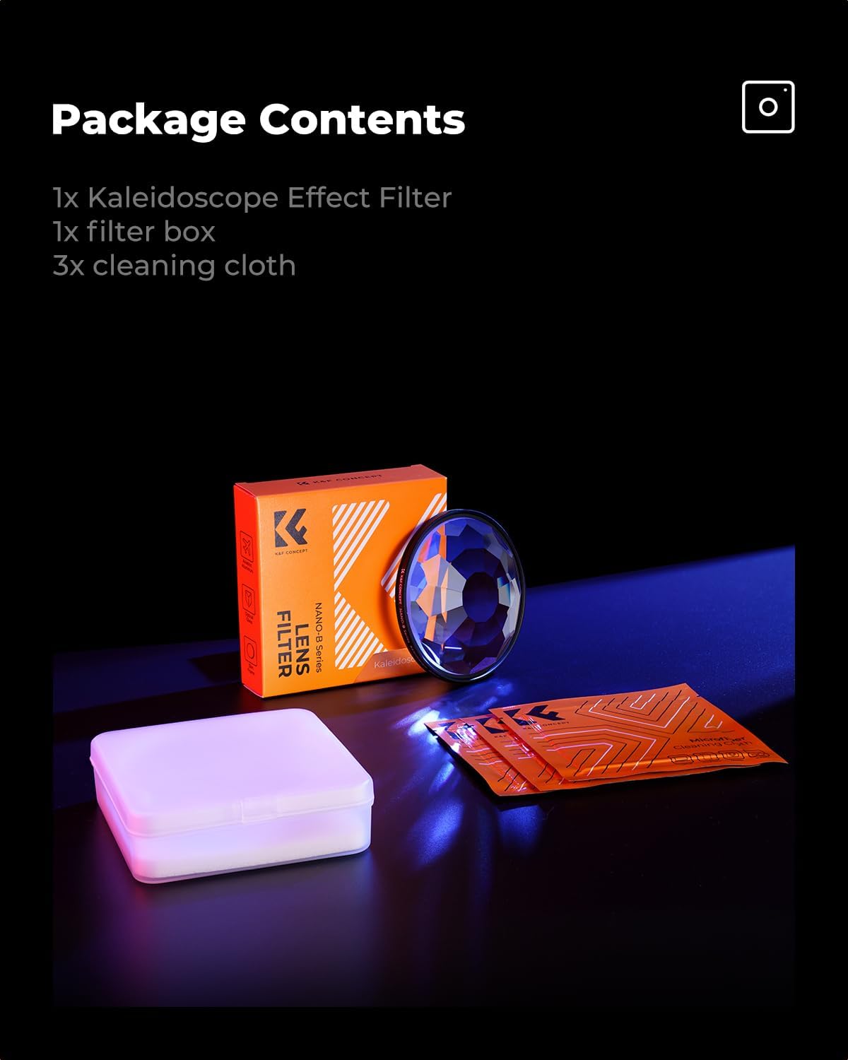 K&F CONCEPT 77mm Kaleidoscope Filter, Special Effects Filter Prism Crystal Glass with Multi Refraction Subjects