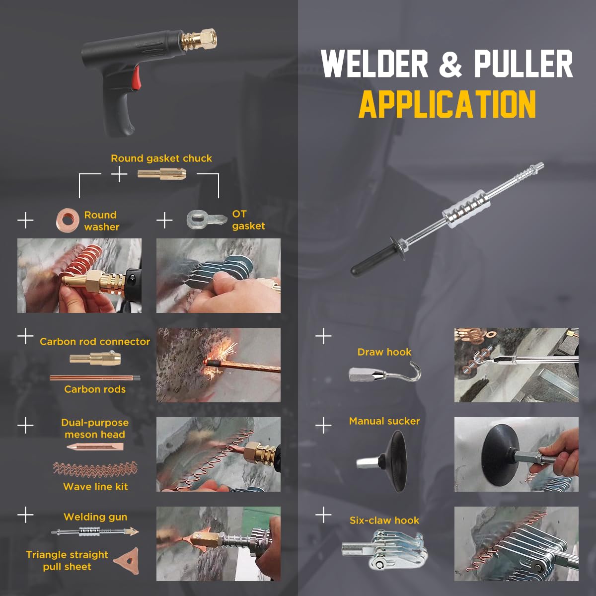 YUANRI Dent Puller Welder 3000W, Spot Welder 3KW Dent Puller Machine 6 Welding Modes Stud Welder Dent Repair Kit 3800A Auto Body 110V Car Dent Remover Puller for Car, Truck, Motorcycle
