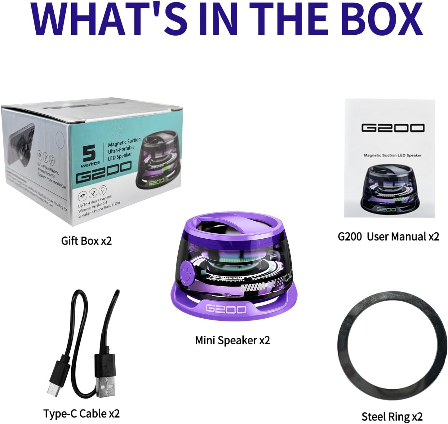 ZNCRSISTY G200 3D 7H Magnetic Bluetooth Speaker - Portable Mini Speakers with RGB Light, Multifunctional Speaker
