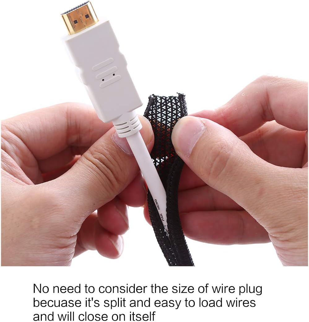 Alex Tech 25ft 1/4 inch - Cord Protector Wire Loom Tubing Cable Sleeve Split Sleeving For USB Cable Power Cord Audio