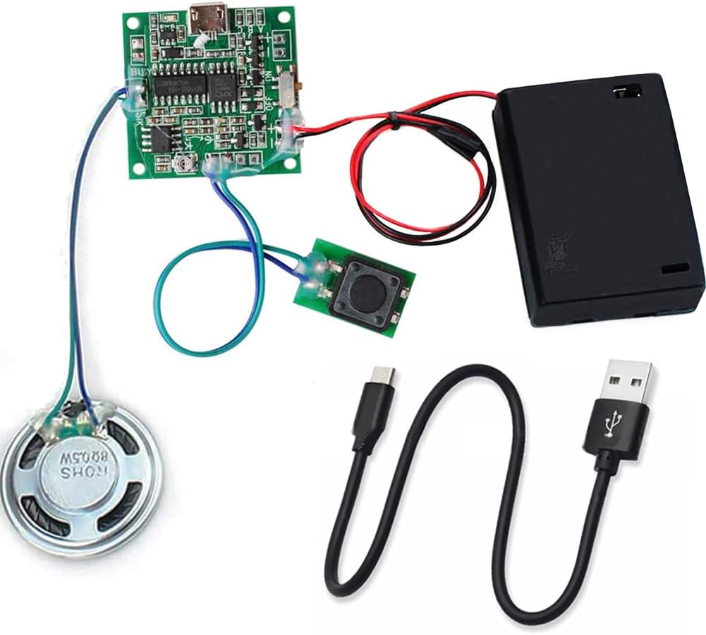 Stemedu 8MB Programmable MP3 Sound Recordable Module Button Control Voice Chip, Music Player Kit, USB Downloadable