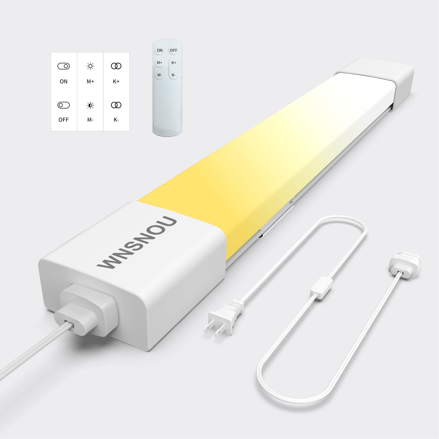 WNSNOU Under Cabinet Lights with Plug. 3000K-6500K Dimming and Color. with Wireless Control Panel and Remote Control.15W 1500LM for Garage, Kitchen, Bathroom, Closet, Office (16 inch)