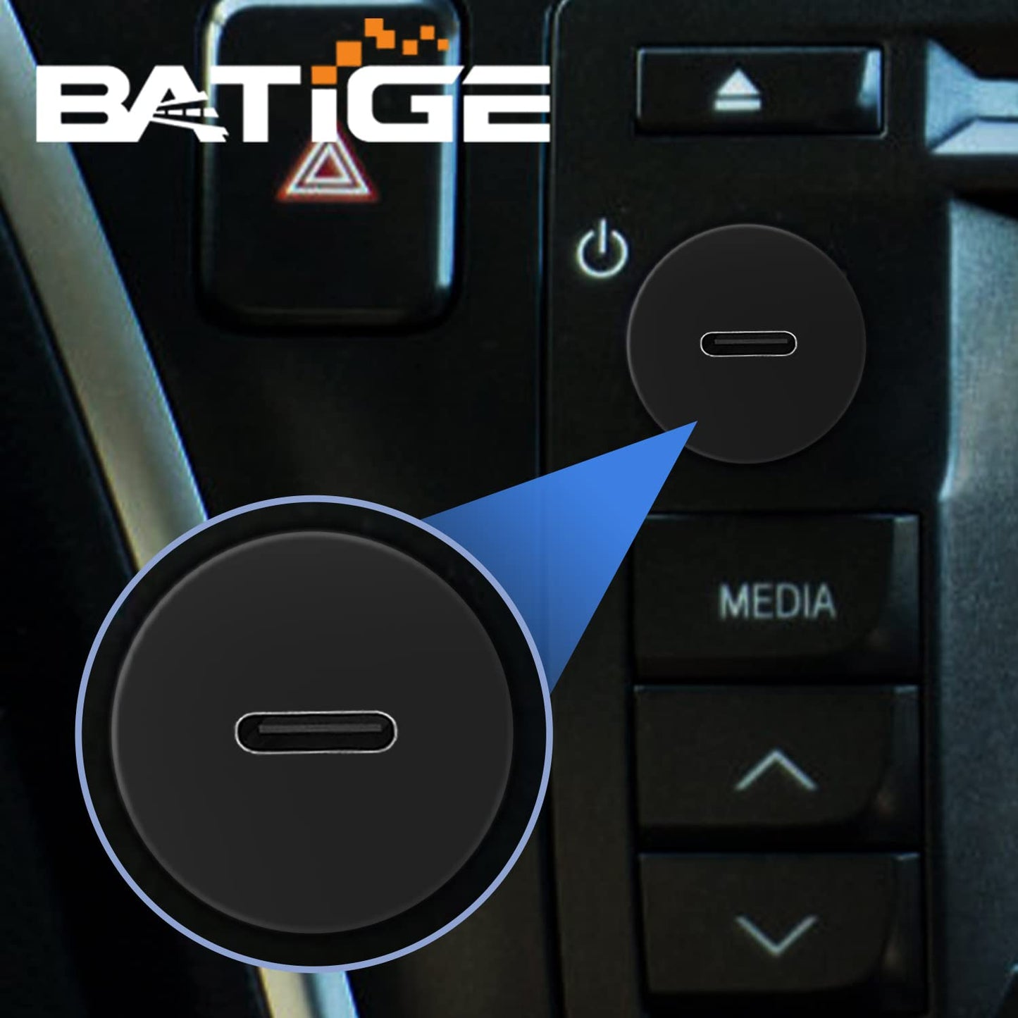 3/4" 3.1 3.1 3ft BATIGE Round Hole Small Type C Car Flush Mount Cable USB C Panel Mount Male to Female Extension Cable