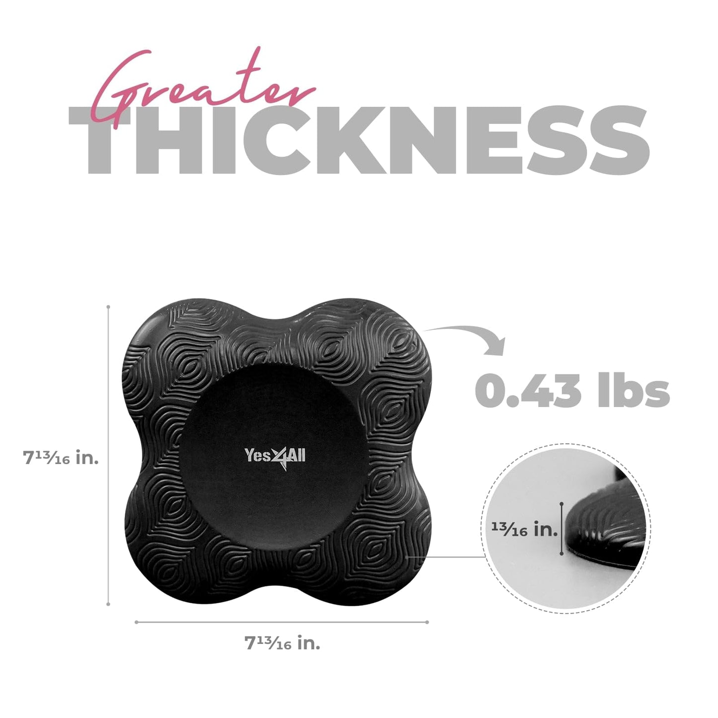 Yes4All Extra-Thick Yoga Knee Pads 2-Pack – 13/16-Inch Cushioned Support for Knees & Elbows – Non-Slip Foam Pads for Yoga, Pilates, Floor Workouts, Stretching, Joint Comfort, Portable Waterproof Design