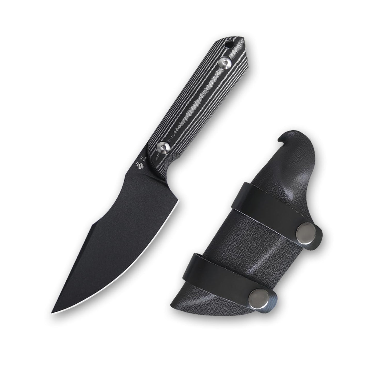 Kizer Harpoon Fixed Blade Knife, D2 Blade with Black Micarta Handle Hunting Knife, EDC Fixed Blade Knife with Sheath, Hiking Camping Knife 1040A1